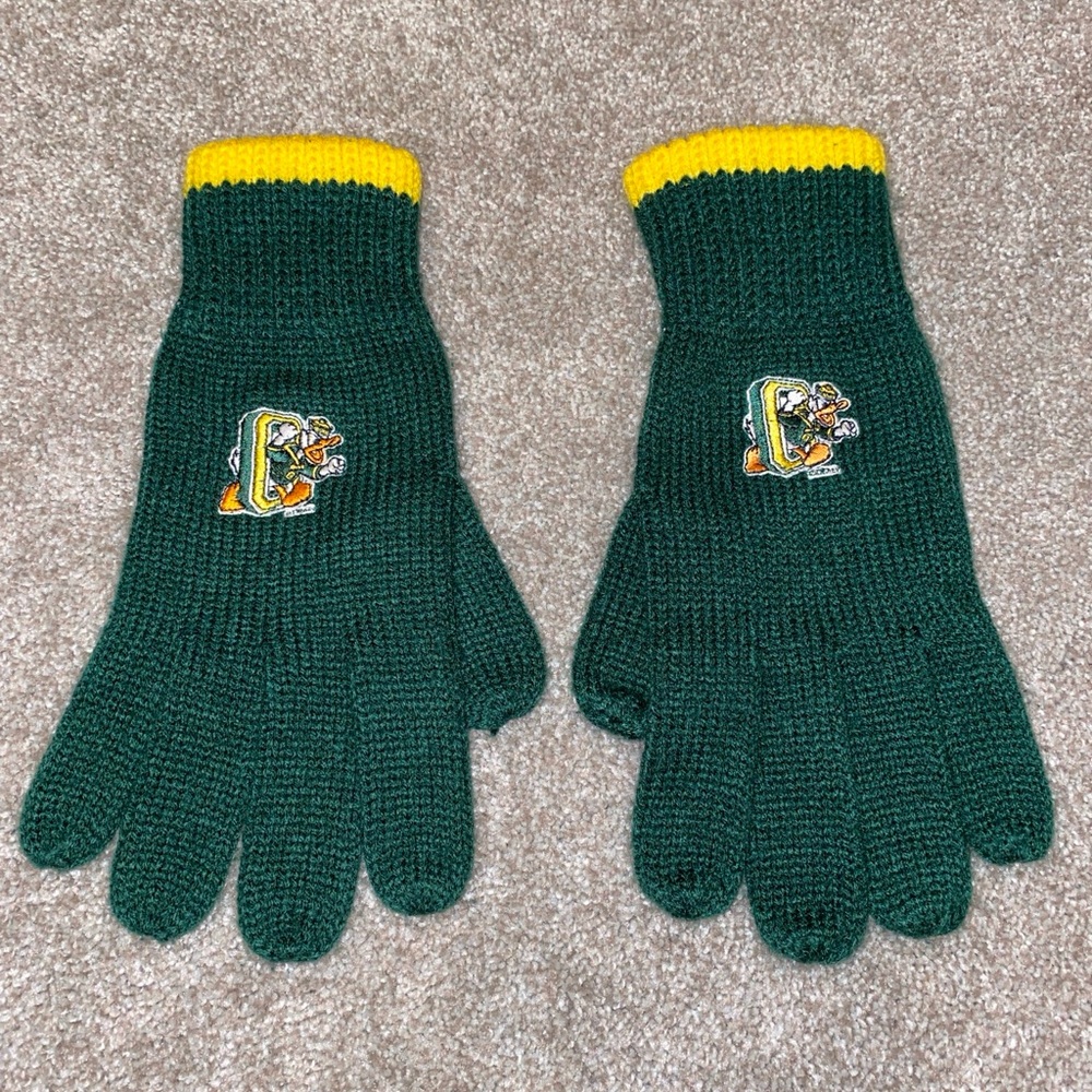 Oregon Ducks Knit Gloves Reebok Green Gold Patch Embroidered Adult‎ L